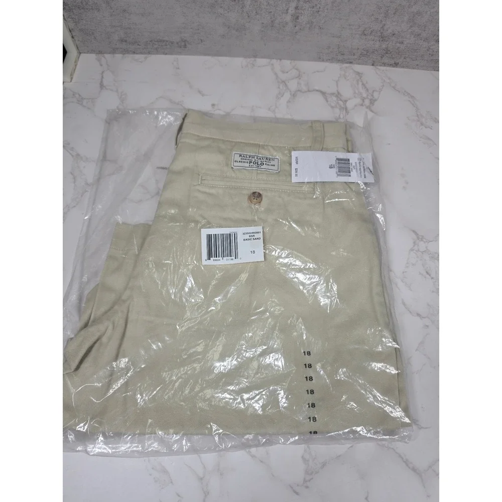 Ralph Lauren Kids Classic Polo Chino Shorts Size 18 Basic Sand Khaki NWT